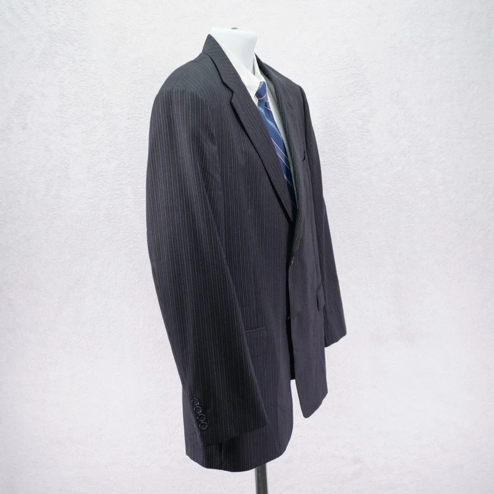 Hart Schaffner Marx 1887 Wool 2 Piece Suit Gray Striped -40R  37 / 30- Pleated H